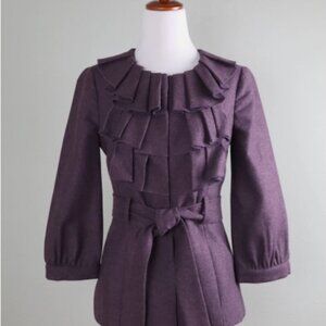 Anthropologie Tabitha Wool Blend Tiered Pleated Jacket Size 0